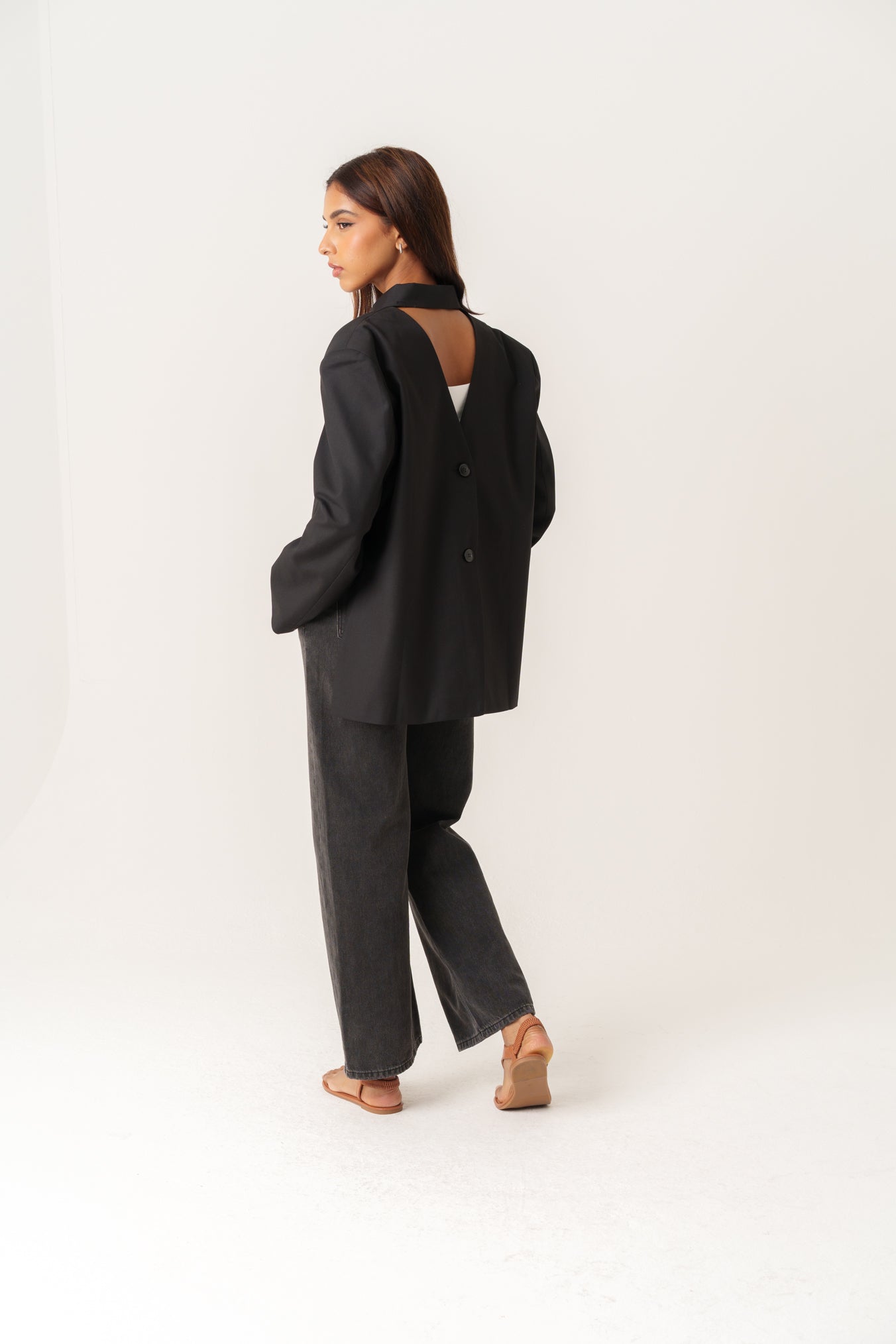 Open Back High Low Blazer