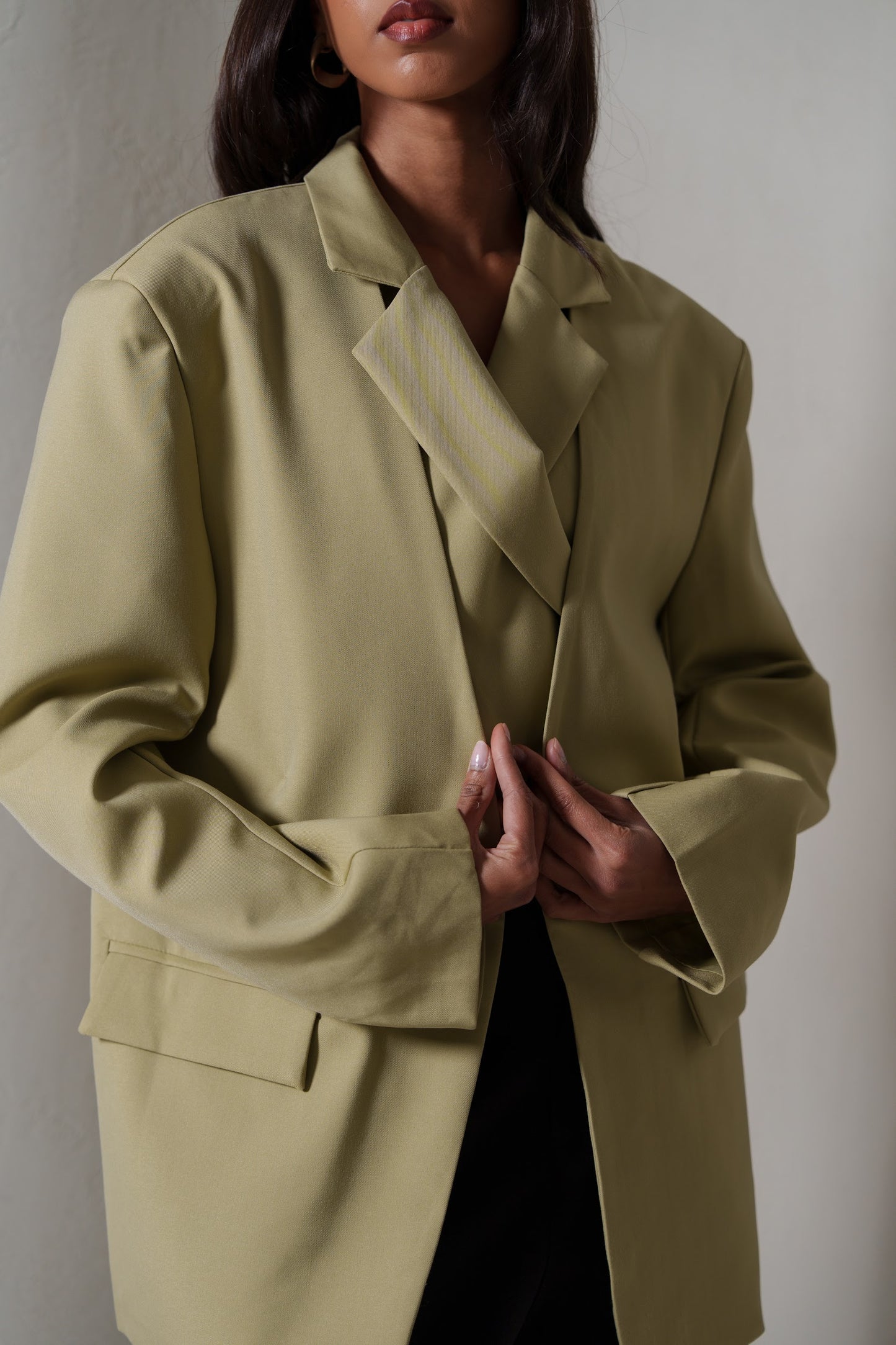 Khaki Blazer with Inner Wrap