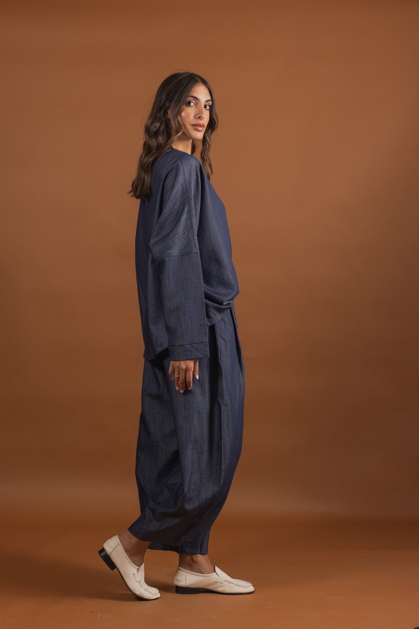 Light Denim Balloon Pants Set