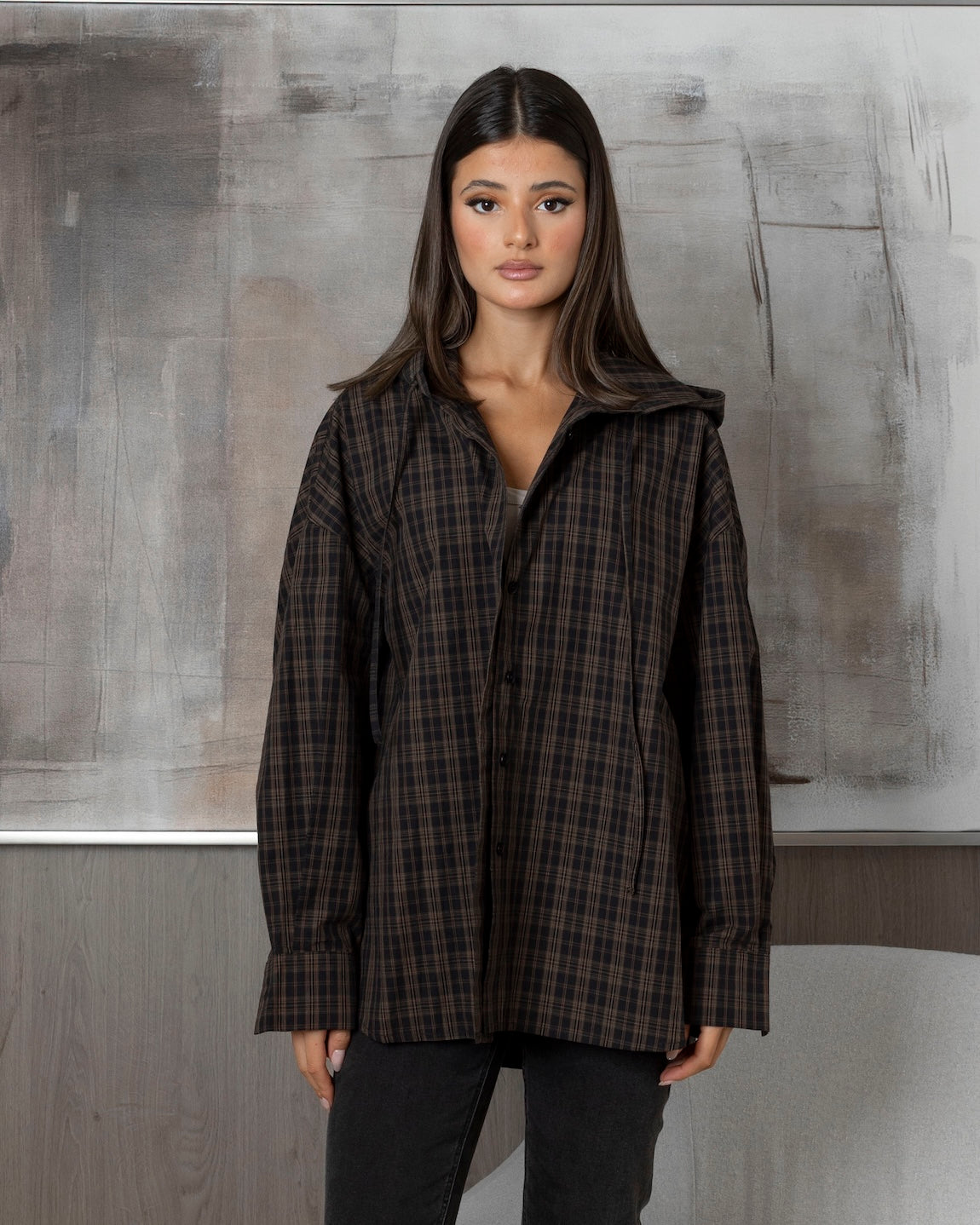 Plaid Light Hooded Shirt