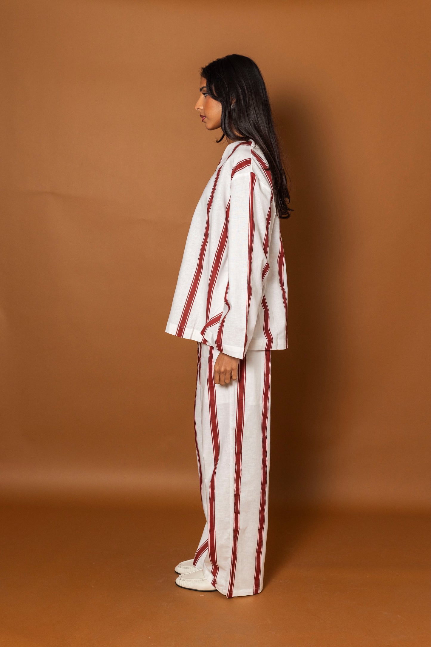 Striped White & Maroon Set