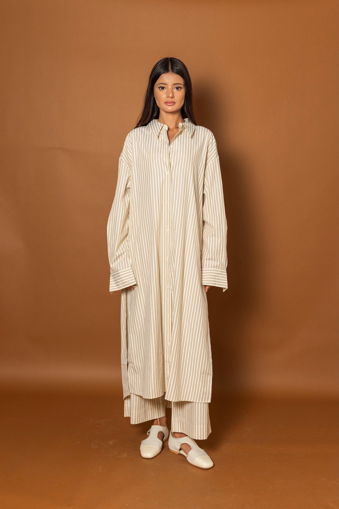 Striped Summer Set with Long Shirt