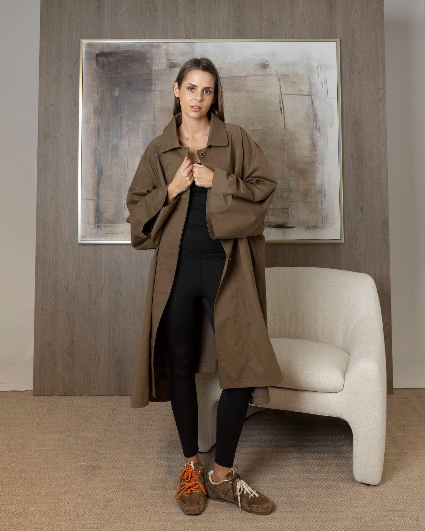 Oversized Flowy Khaki Jacket