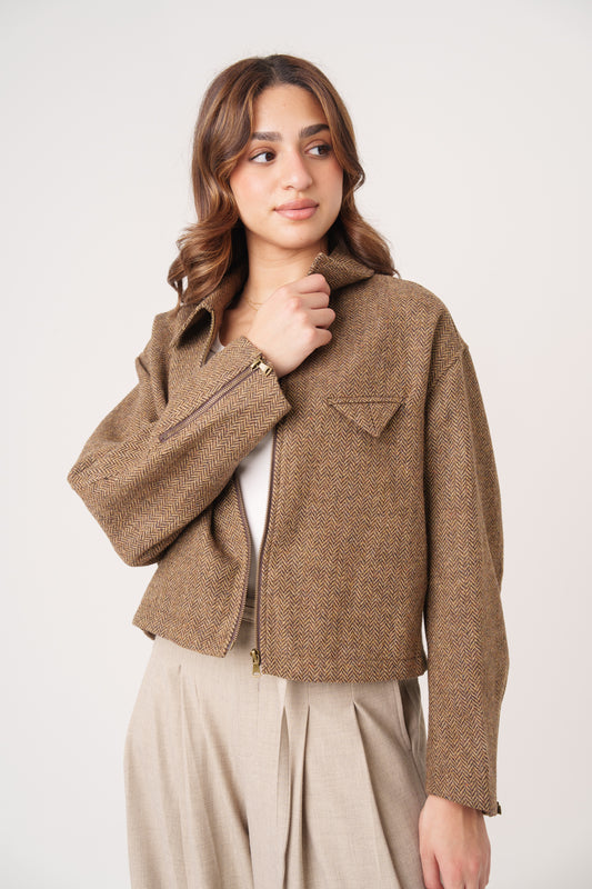 Wool Short Brown Jacket