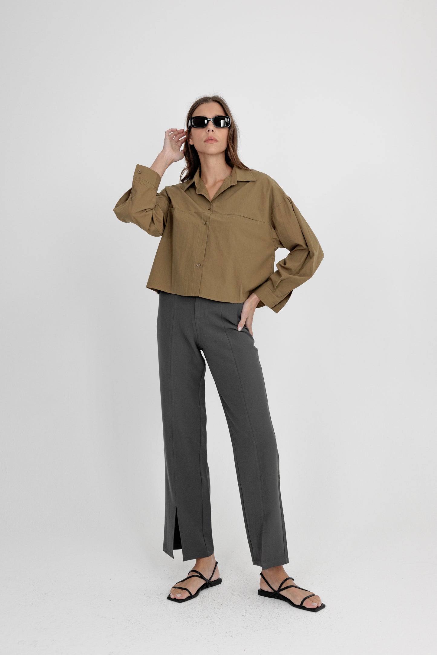 Smart Pants with Bottom Slit