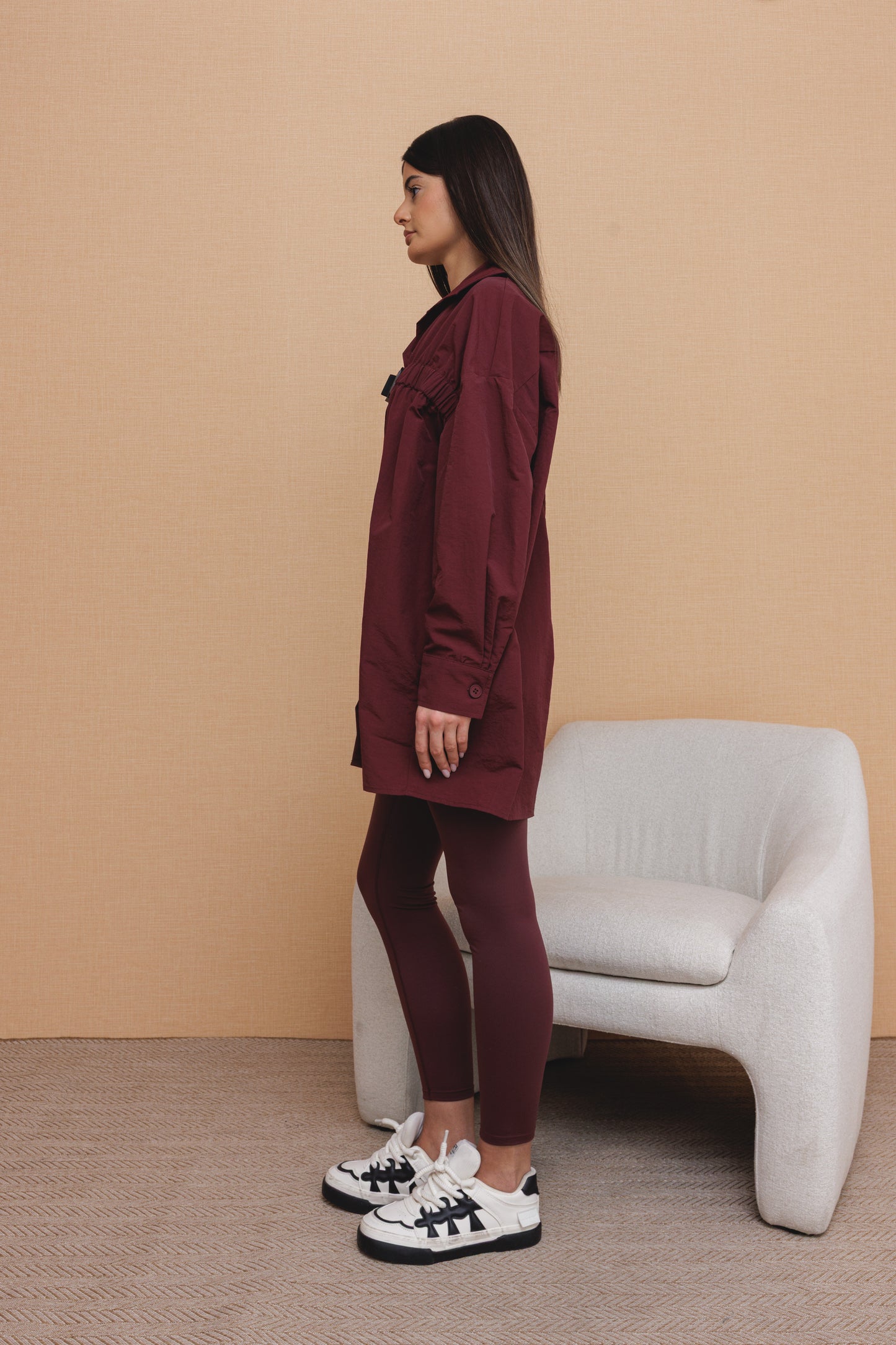 Maroon Buckled Leggings Set