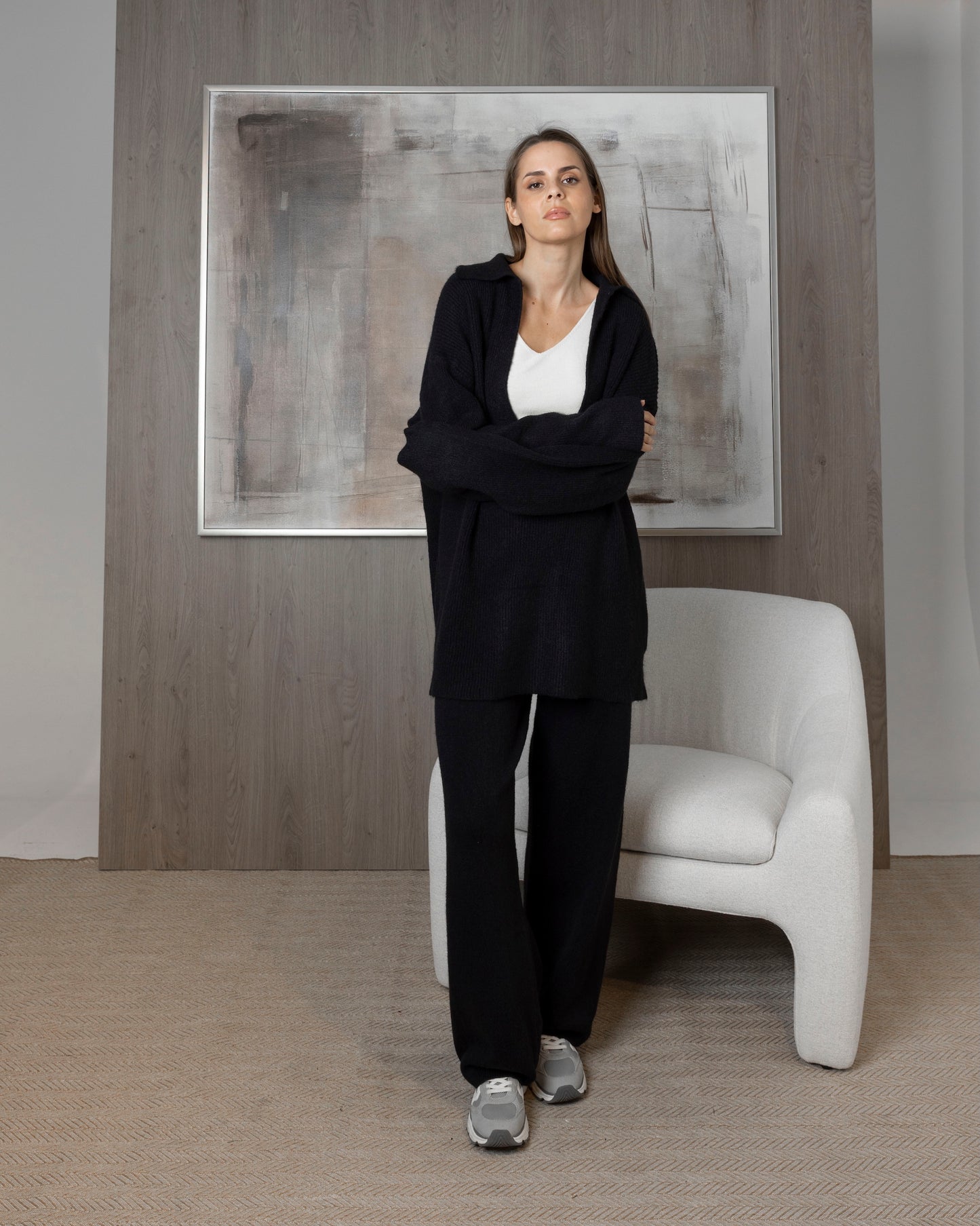 3 Piece Knit Set (Pants, Oversized Top, & White Tank)