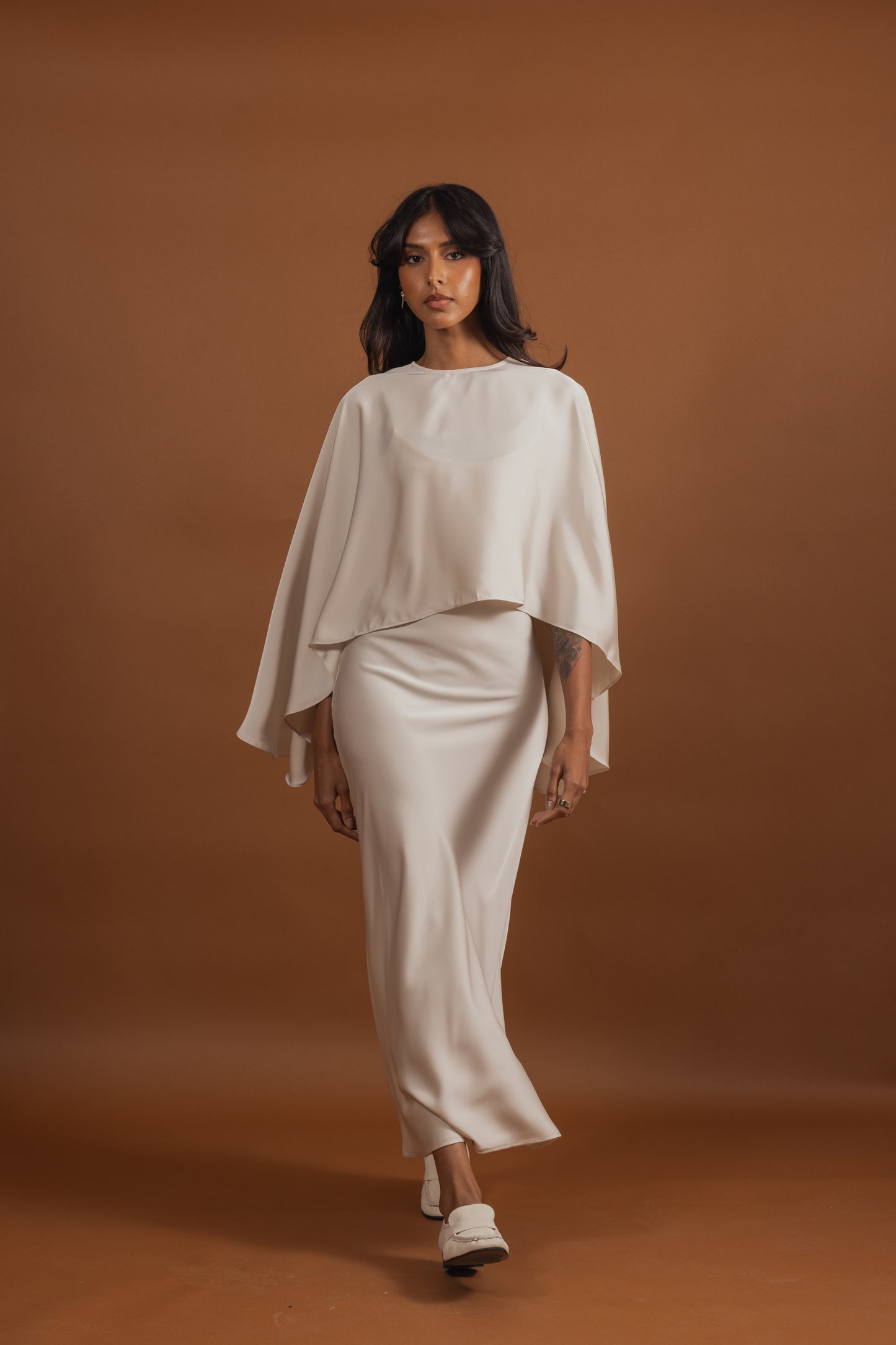 Ivory Silk Dress with Short Shlah