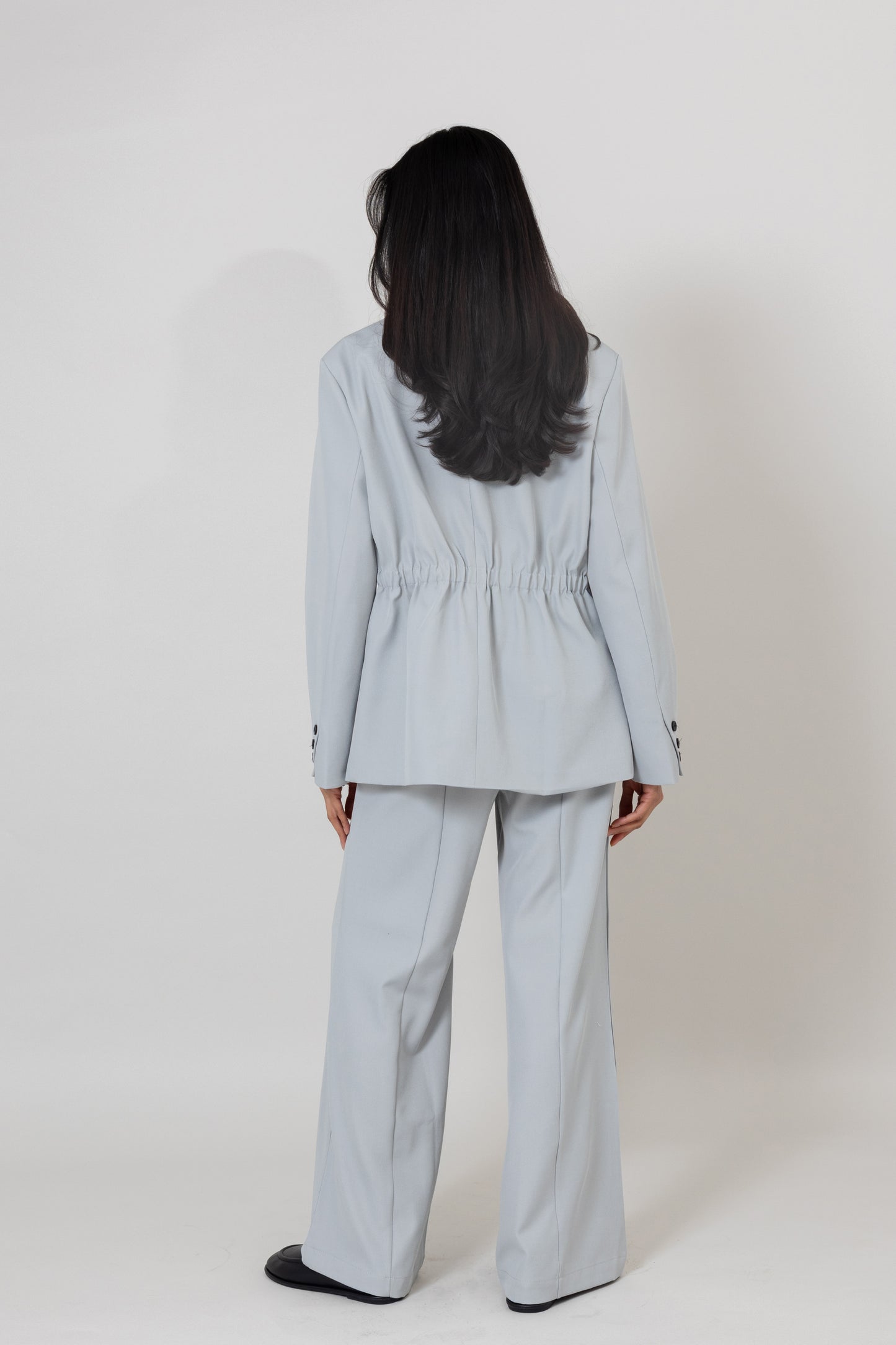Grey Suit Set with Black Collar