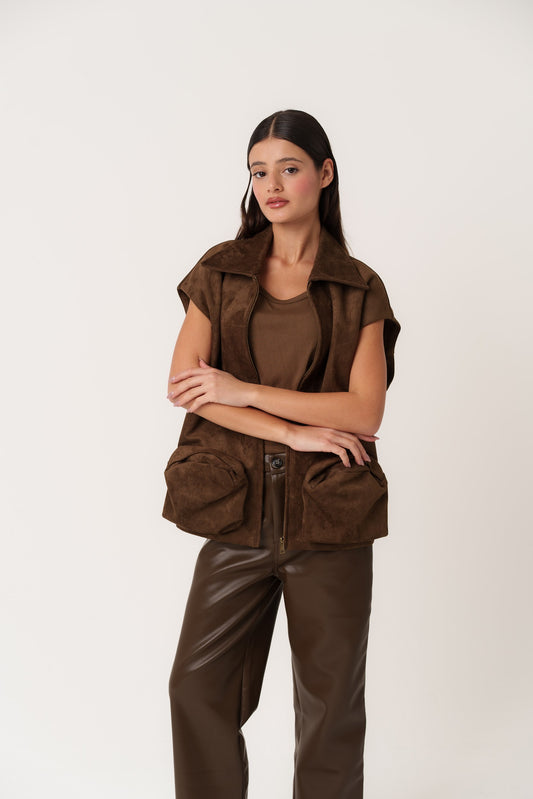 Coffee Vest with Oversized Pockets