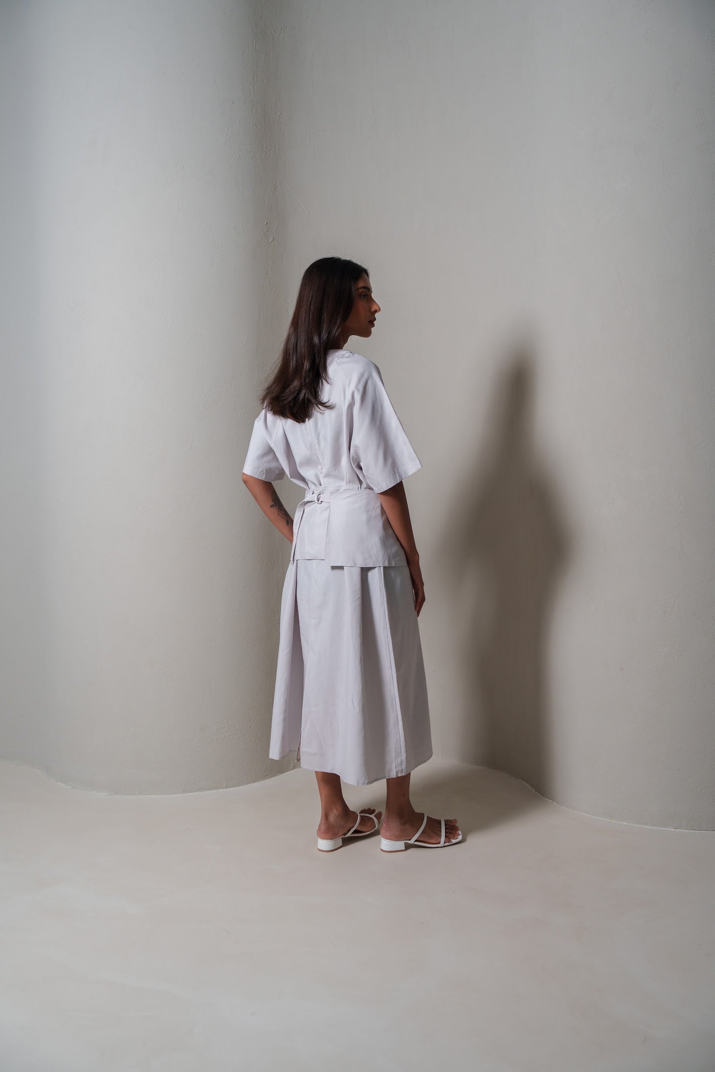 Modern Grey Belted Dress