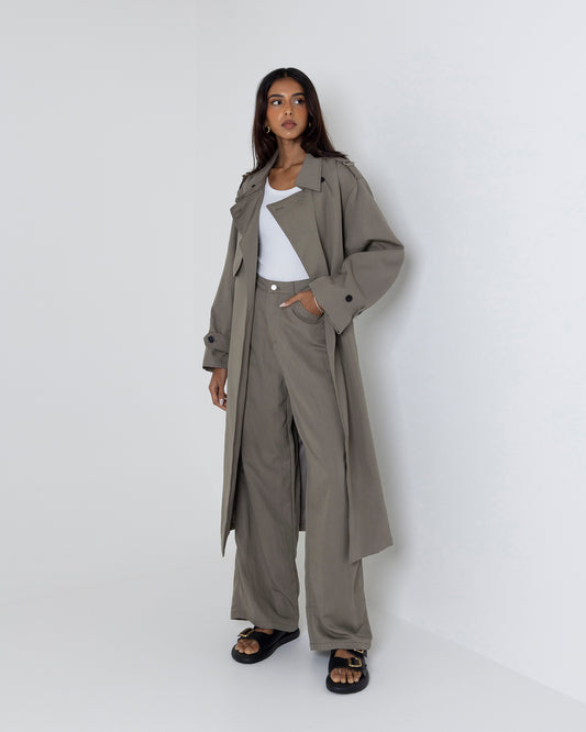 Grey/Khaki Trench Set