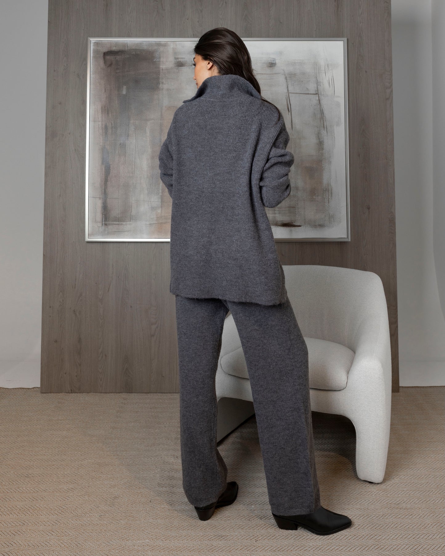 3 Piece Knit Set (Pants, Oversized Top, & White Tank)