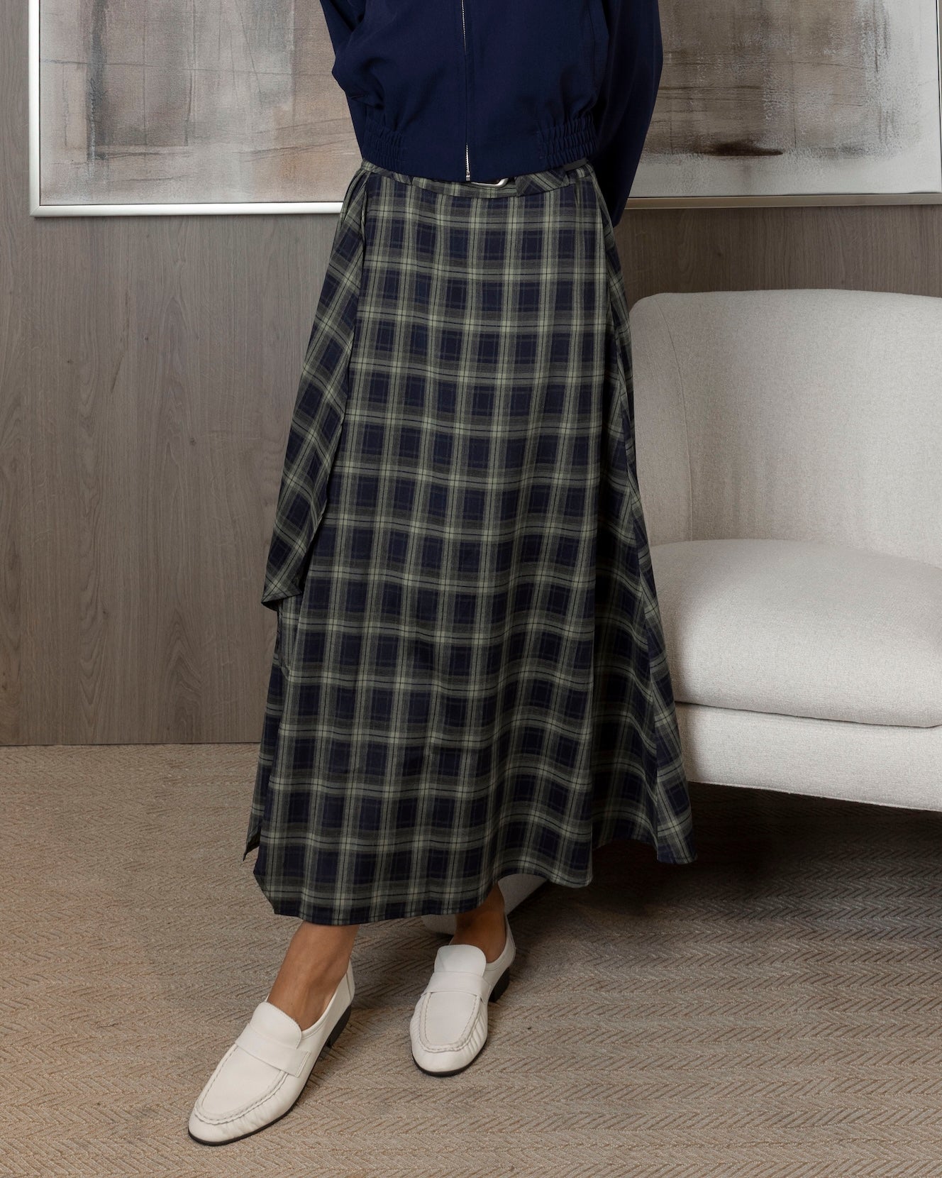 Checked Skirt with Navy Bomber Set