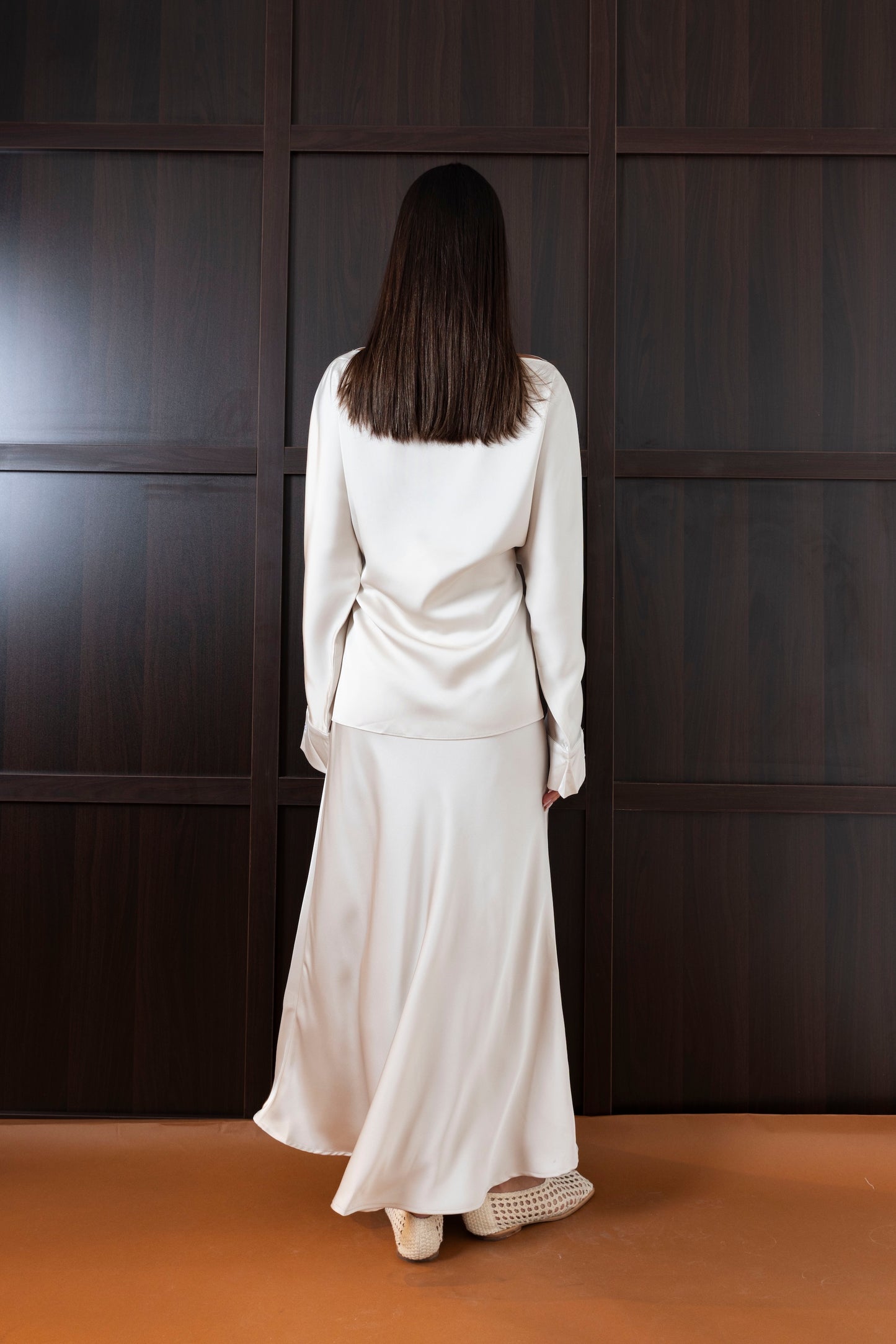 Creme Silk Dress & Top Set