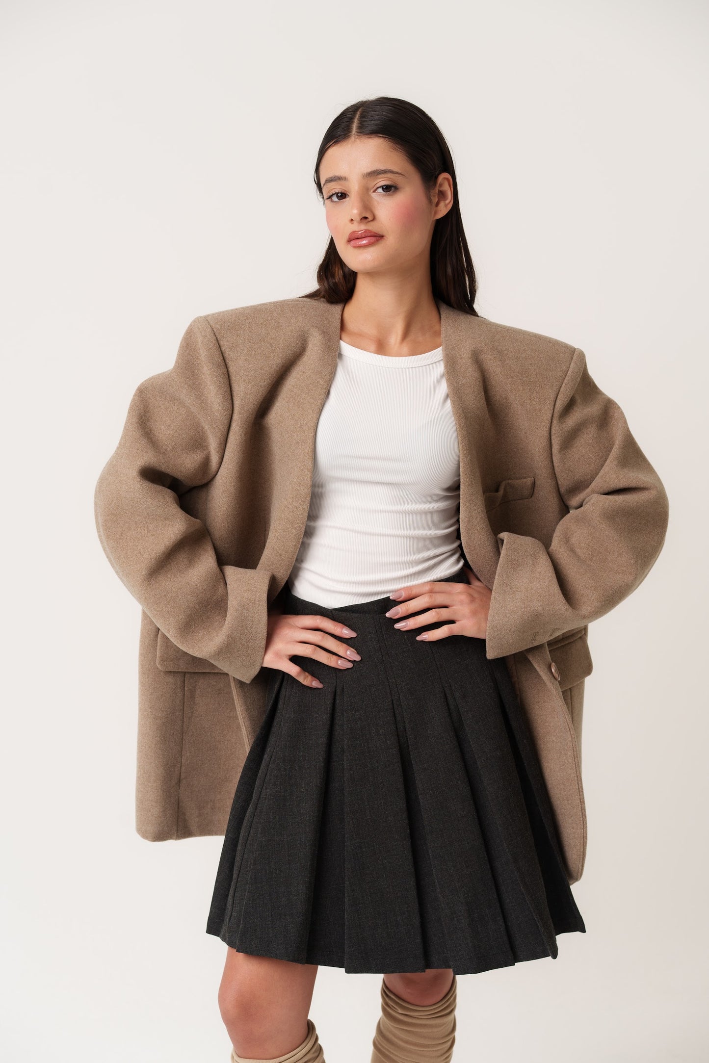 Oversized Wool Beige Jacket