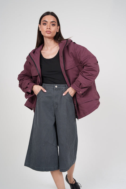 Maroon Hooded Jacket