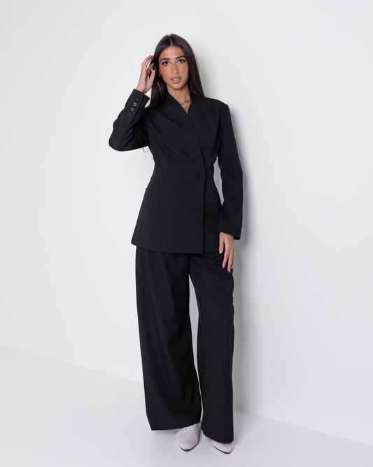 Black Suit Set with Waisted Jacket