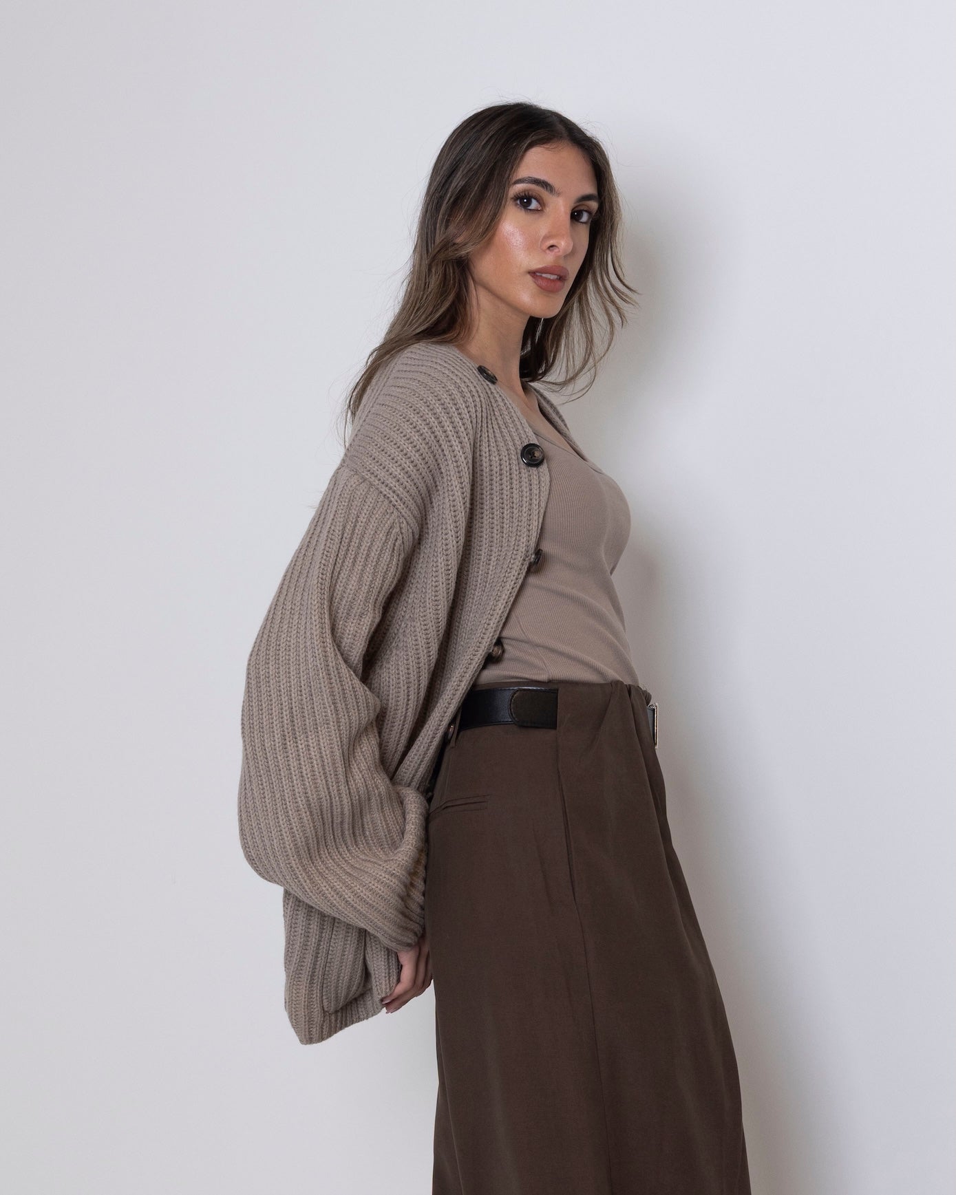 Brown Pant with Attached Inner Belt