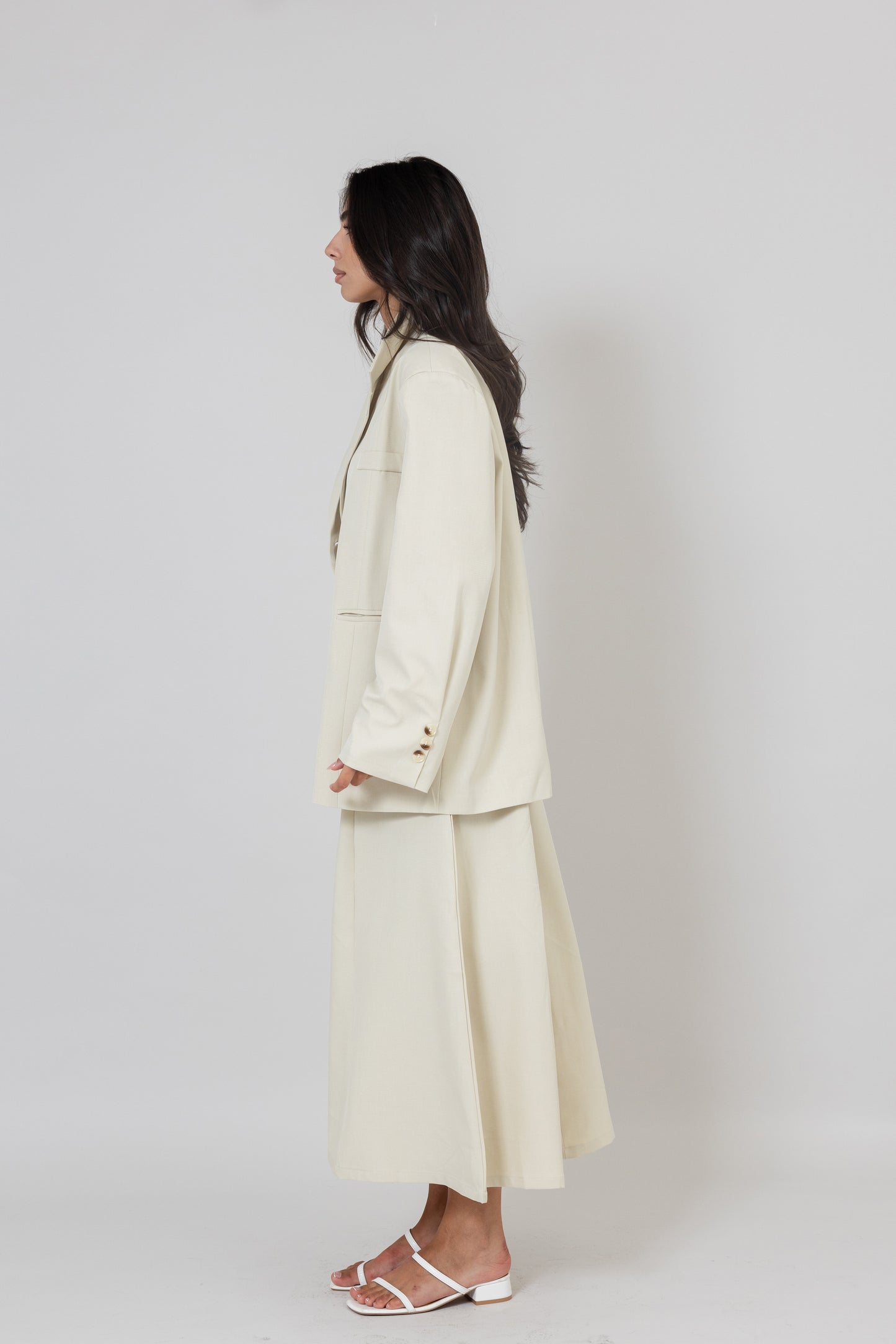 Beige Dress & Blazer Set