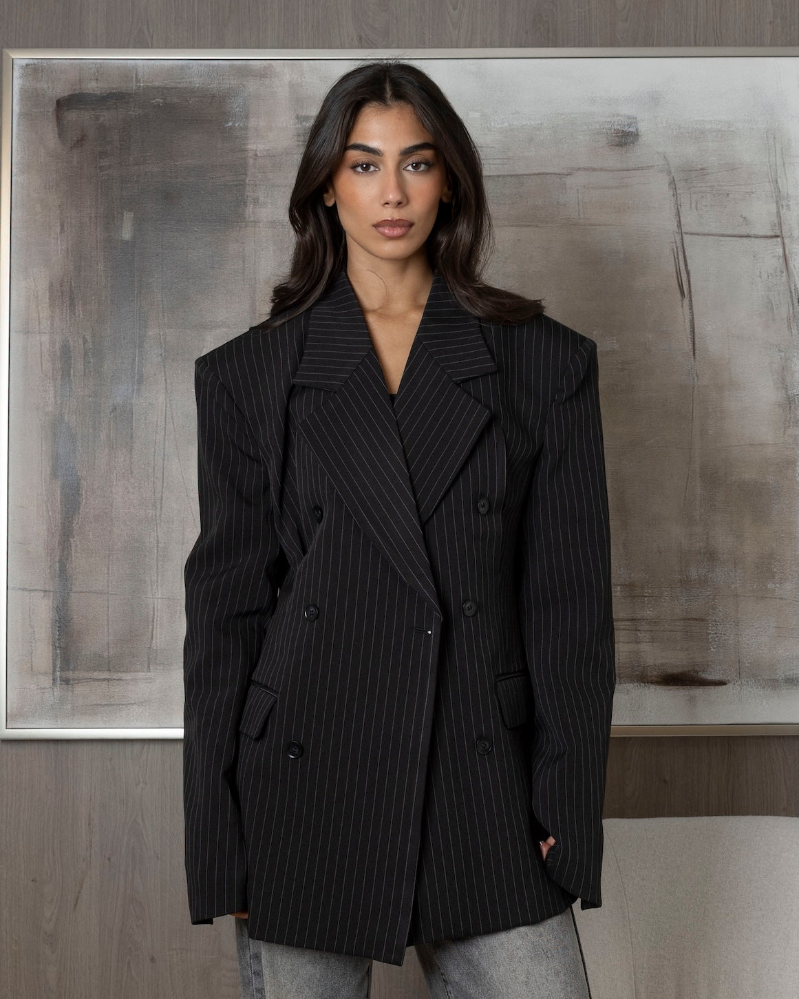 Oversized Striped Suit Jacket