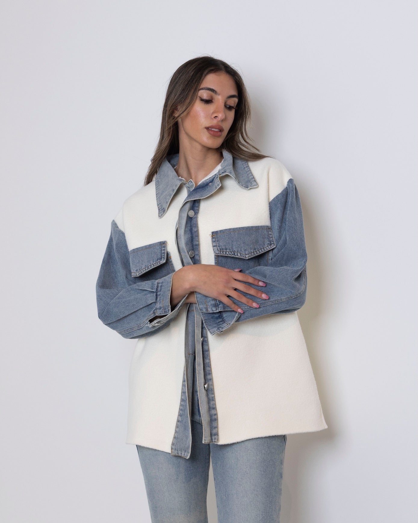 Denim X White Shirt Jacket