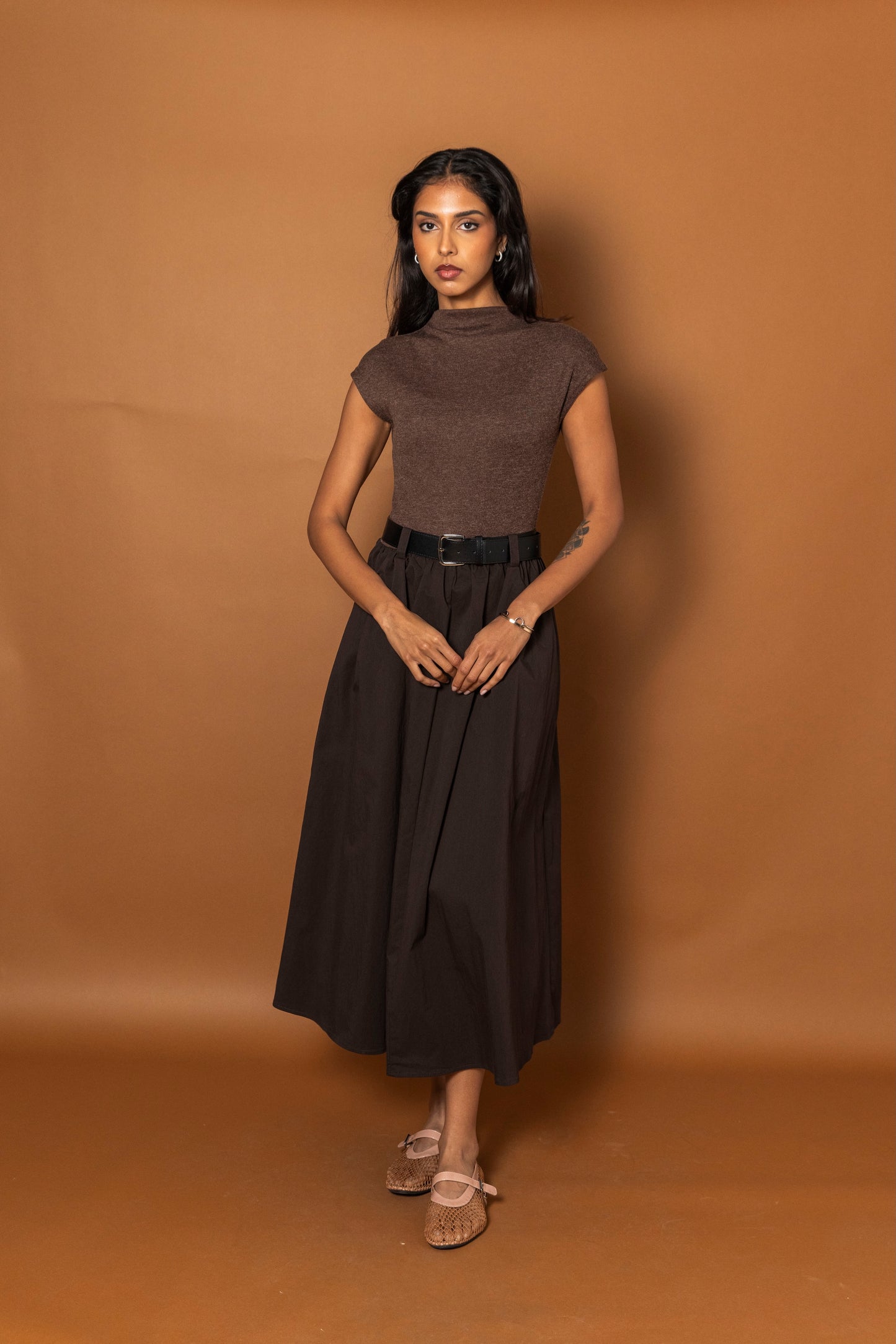 Dress with Attached Belt