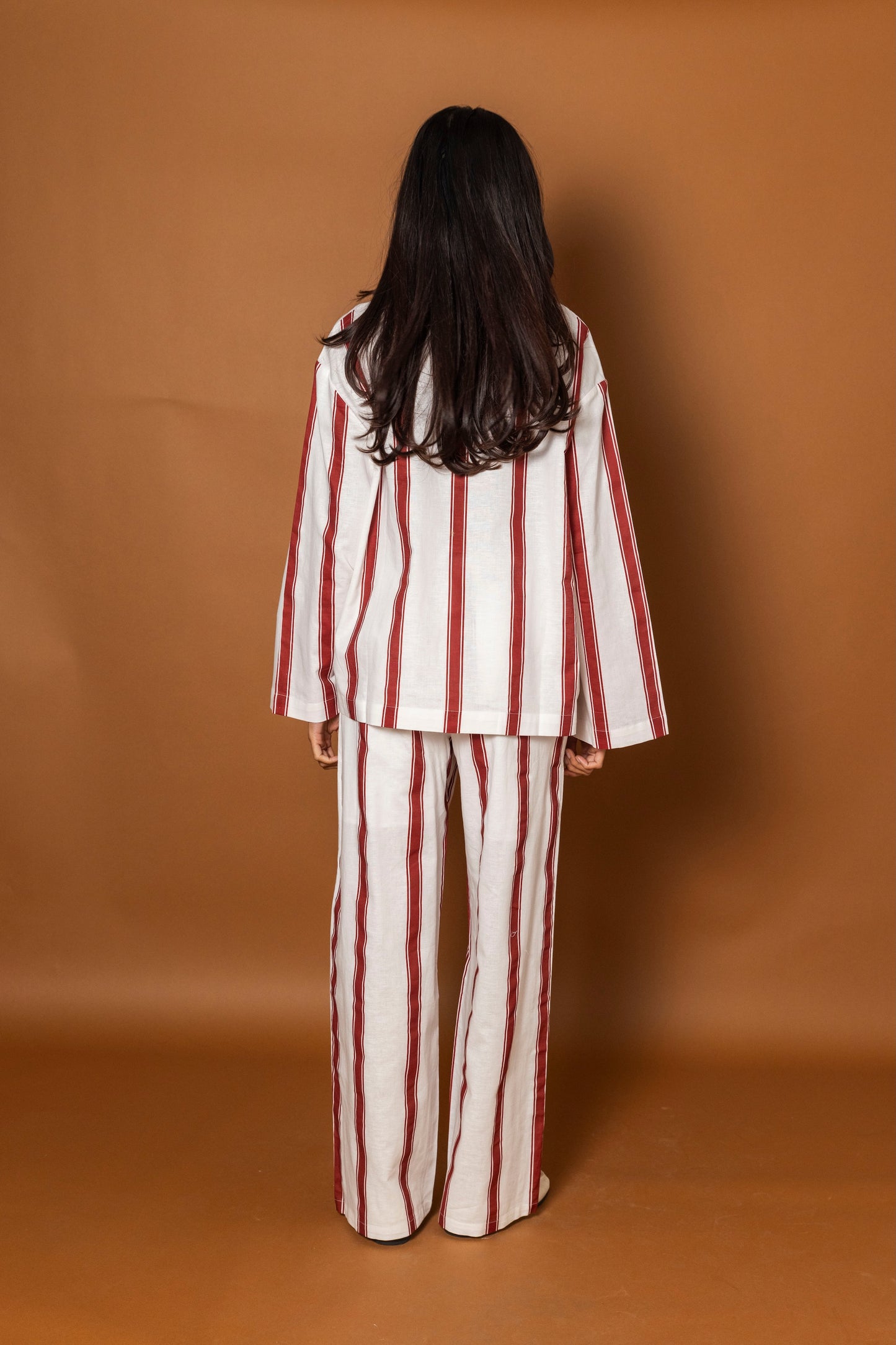 Striped White & Maroon Set