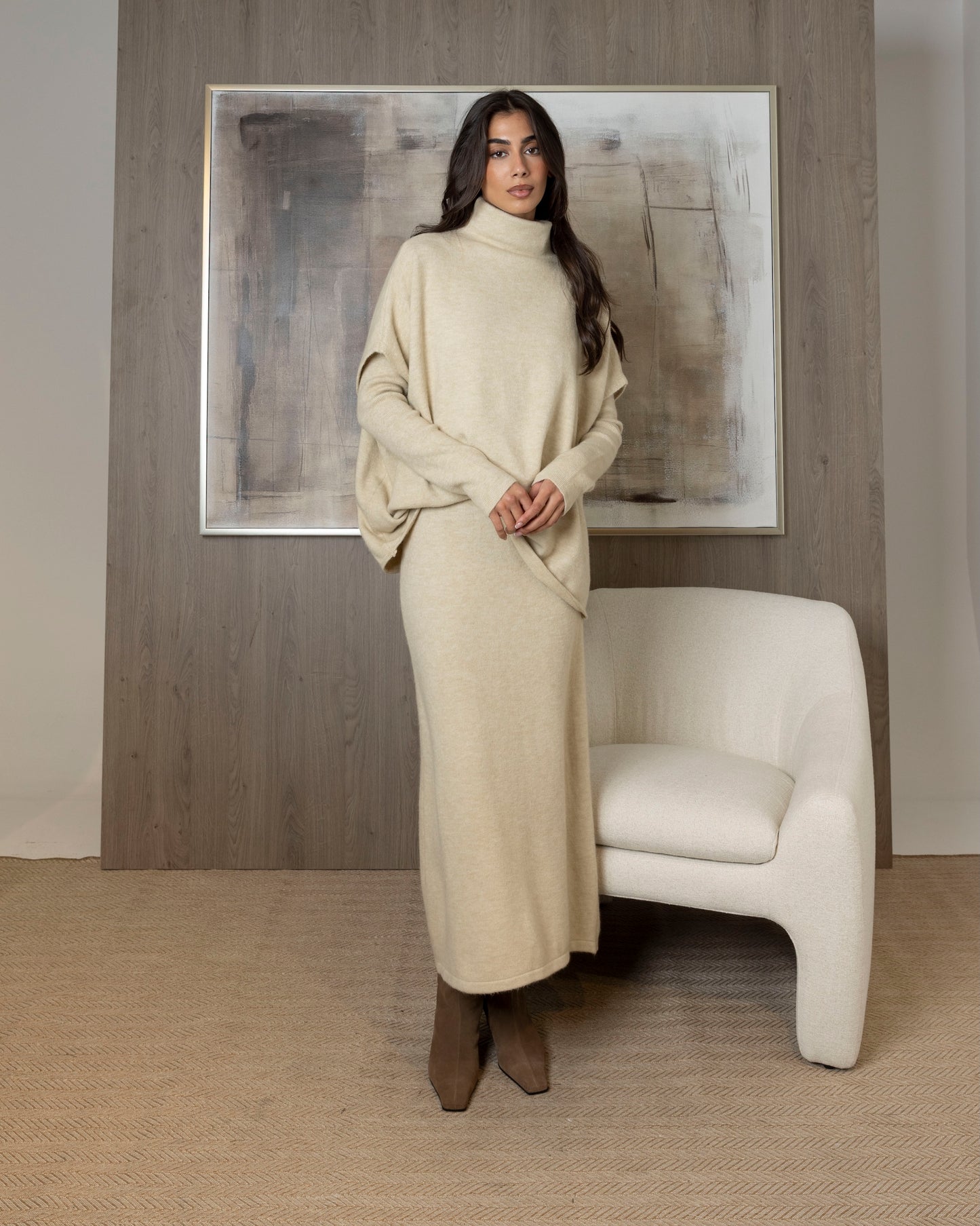 3 Piece Knit Set (Skirt, Long Sleeve Top, & Flowy Top)