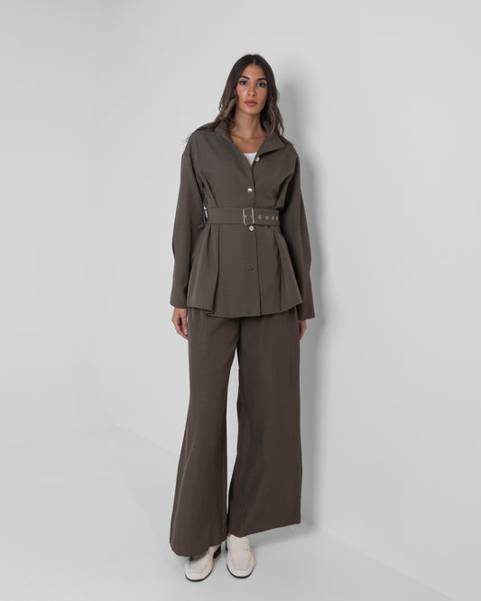 Buttoned Set with Belt
