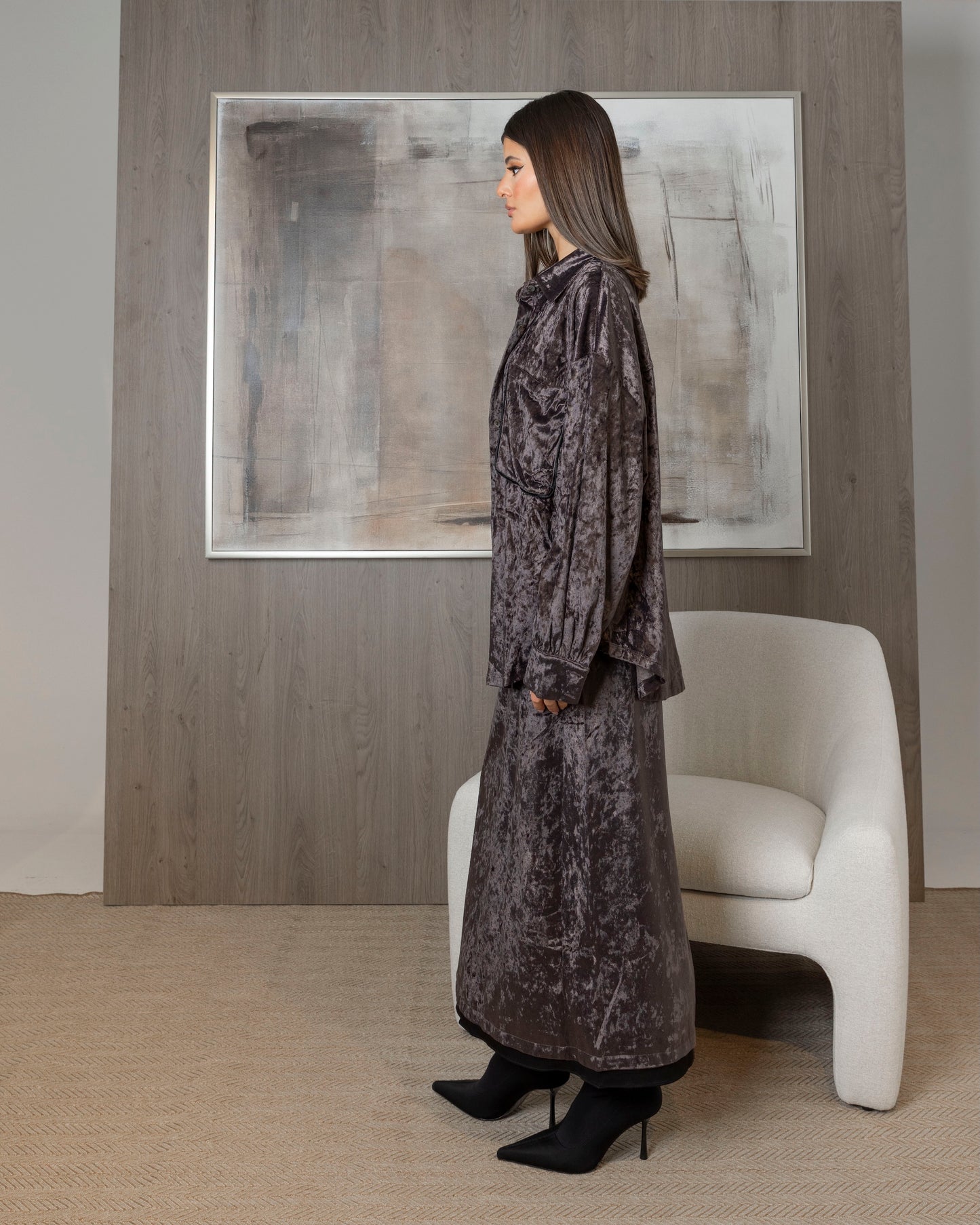 Dark Grey Velvet Set