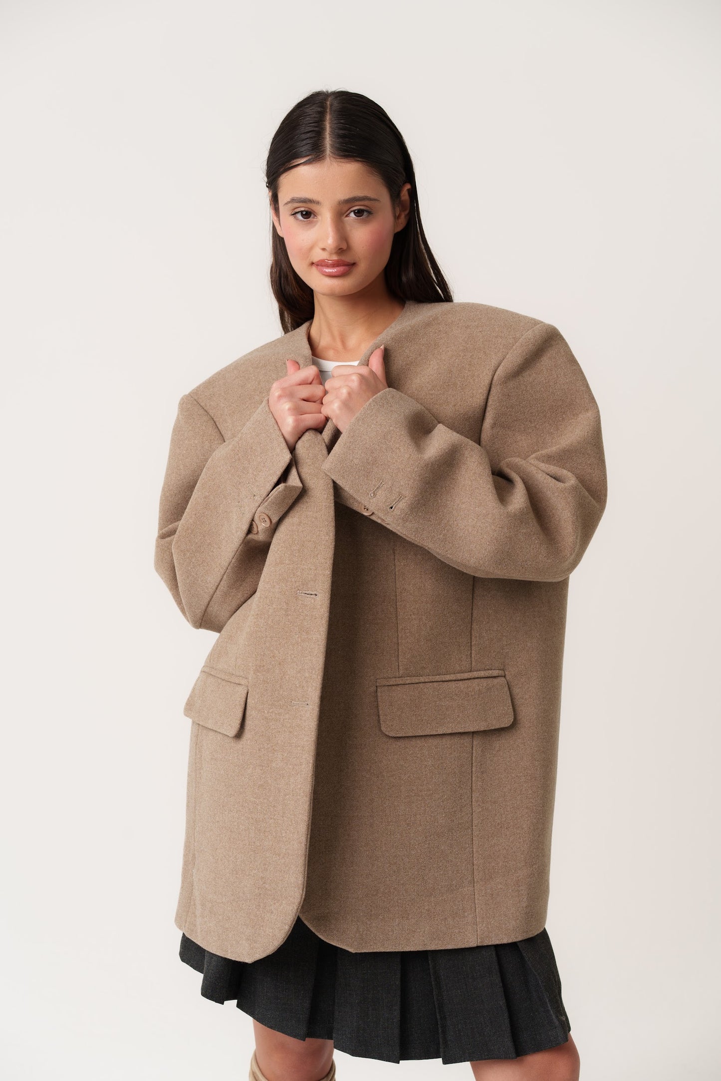 Oversized Wool Beige Jacket