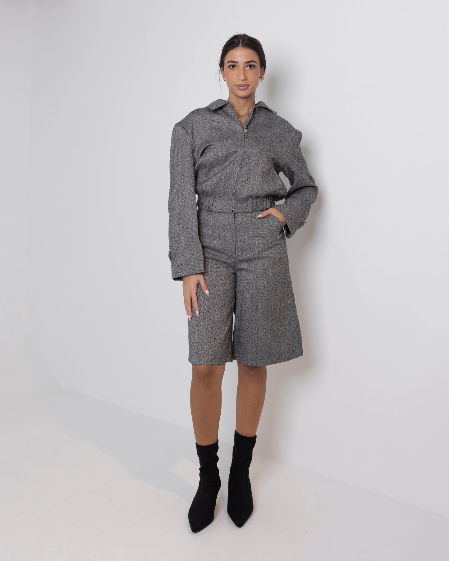 Wool Grey Bermuda Set