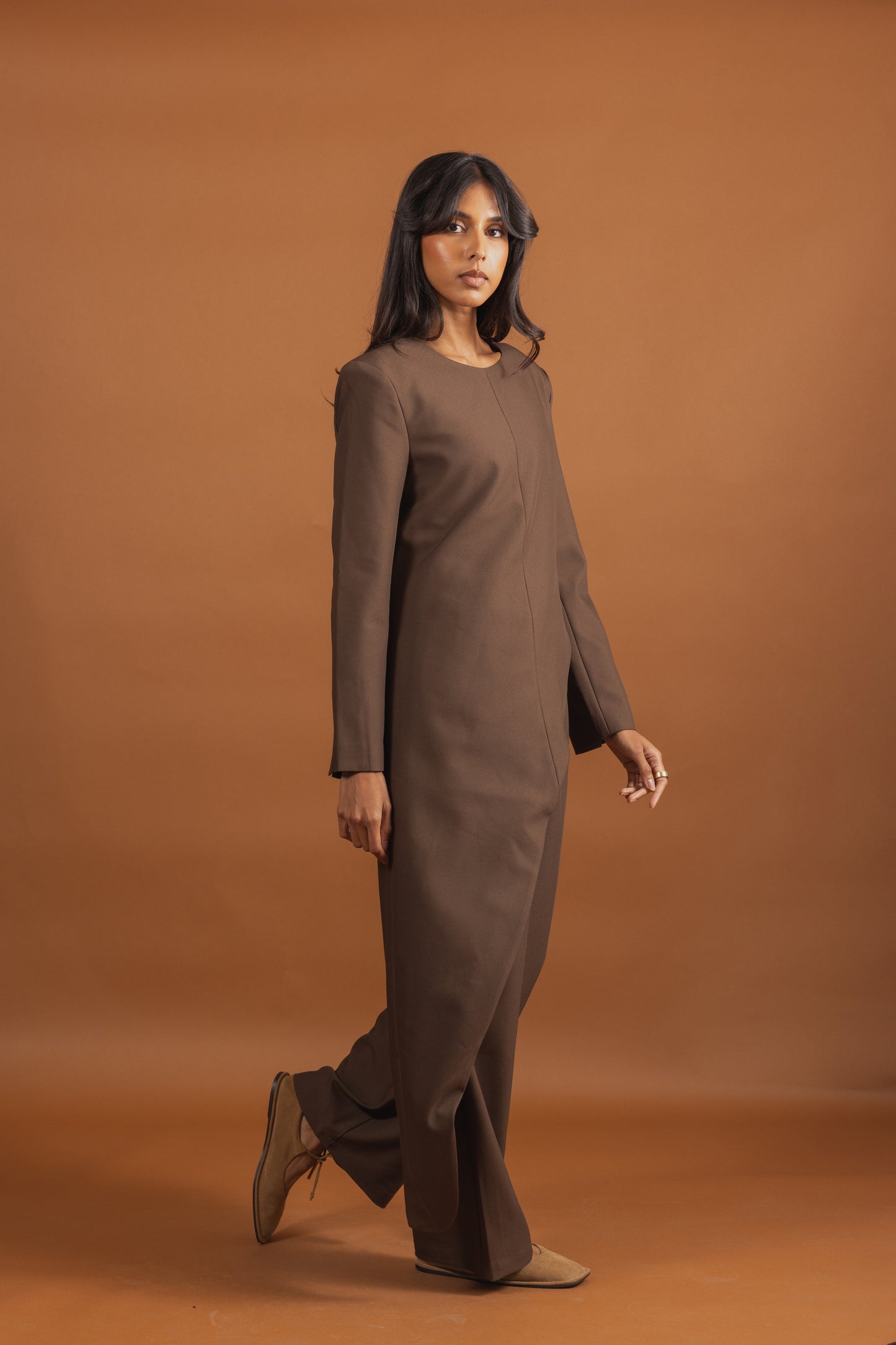 Brown Set with Asymmetrical Top