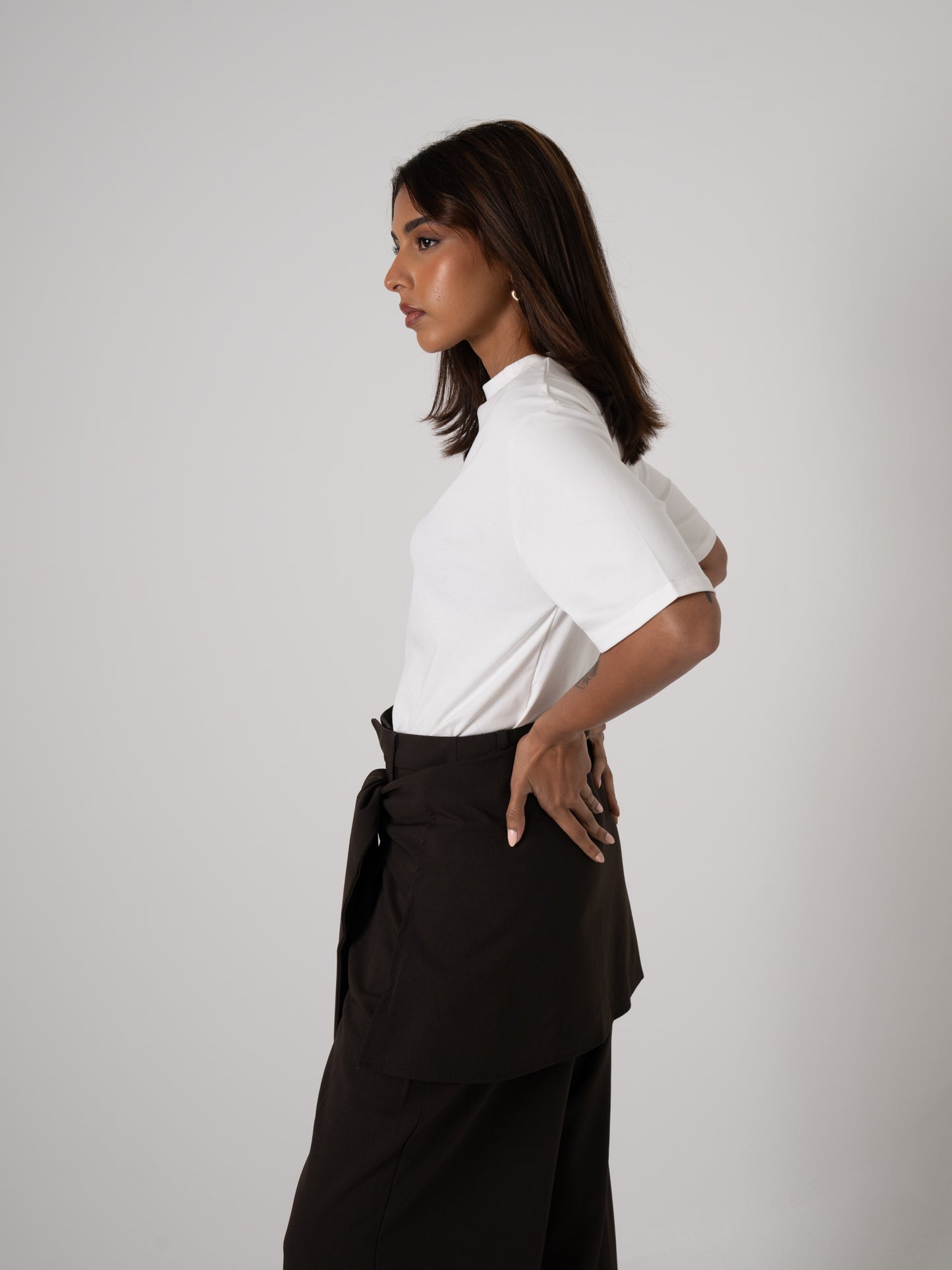 Tie-waist Dark Brown Pants