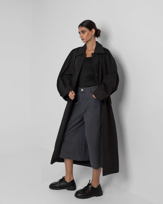 Long Black Collared Jacket