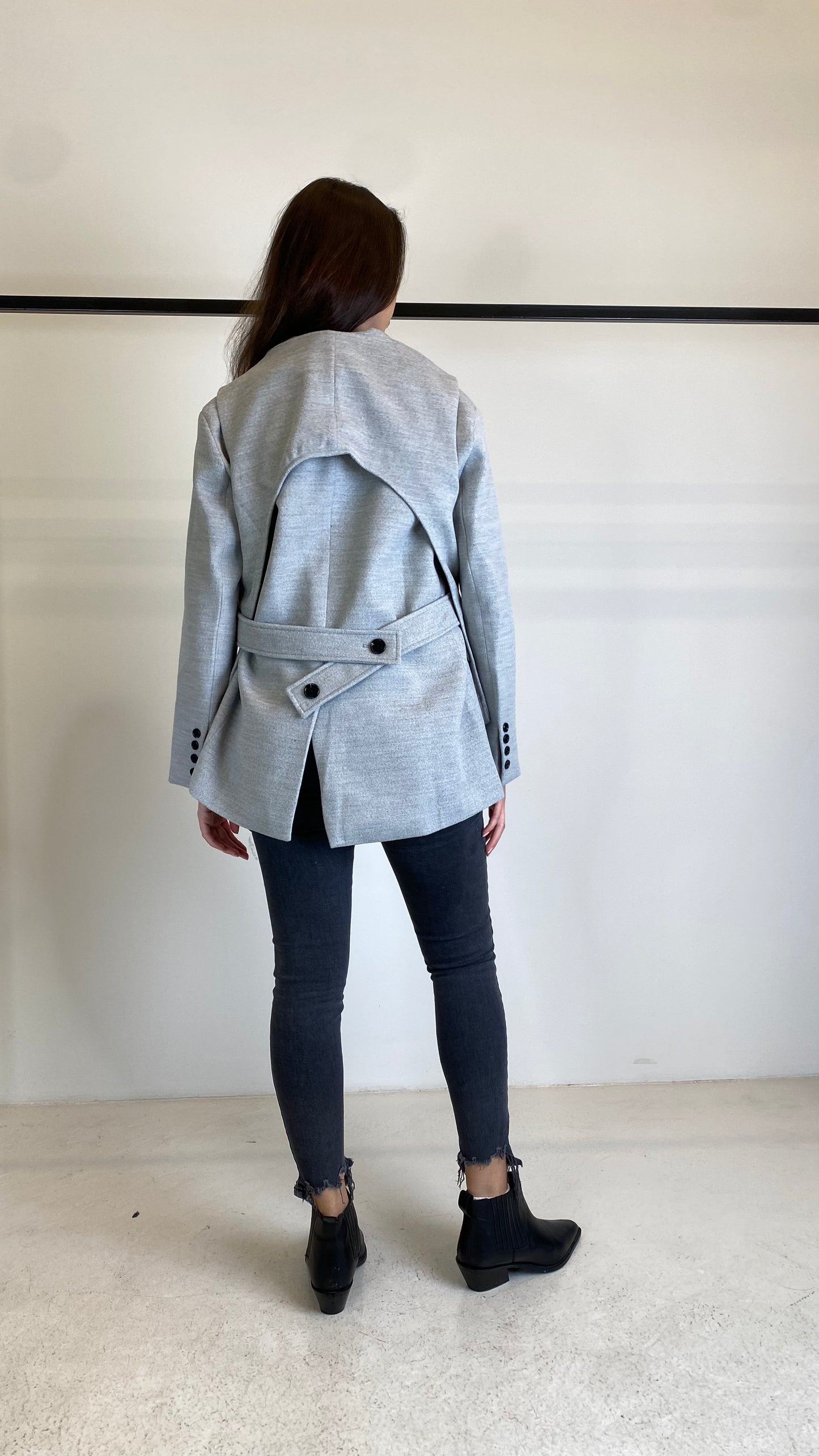 Grey Wool Wrap Blazer