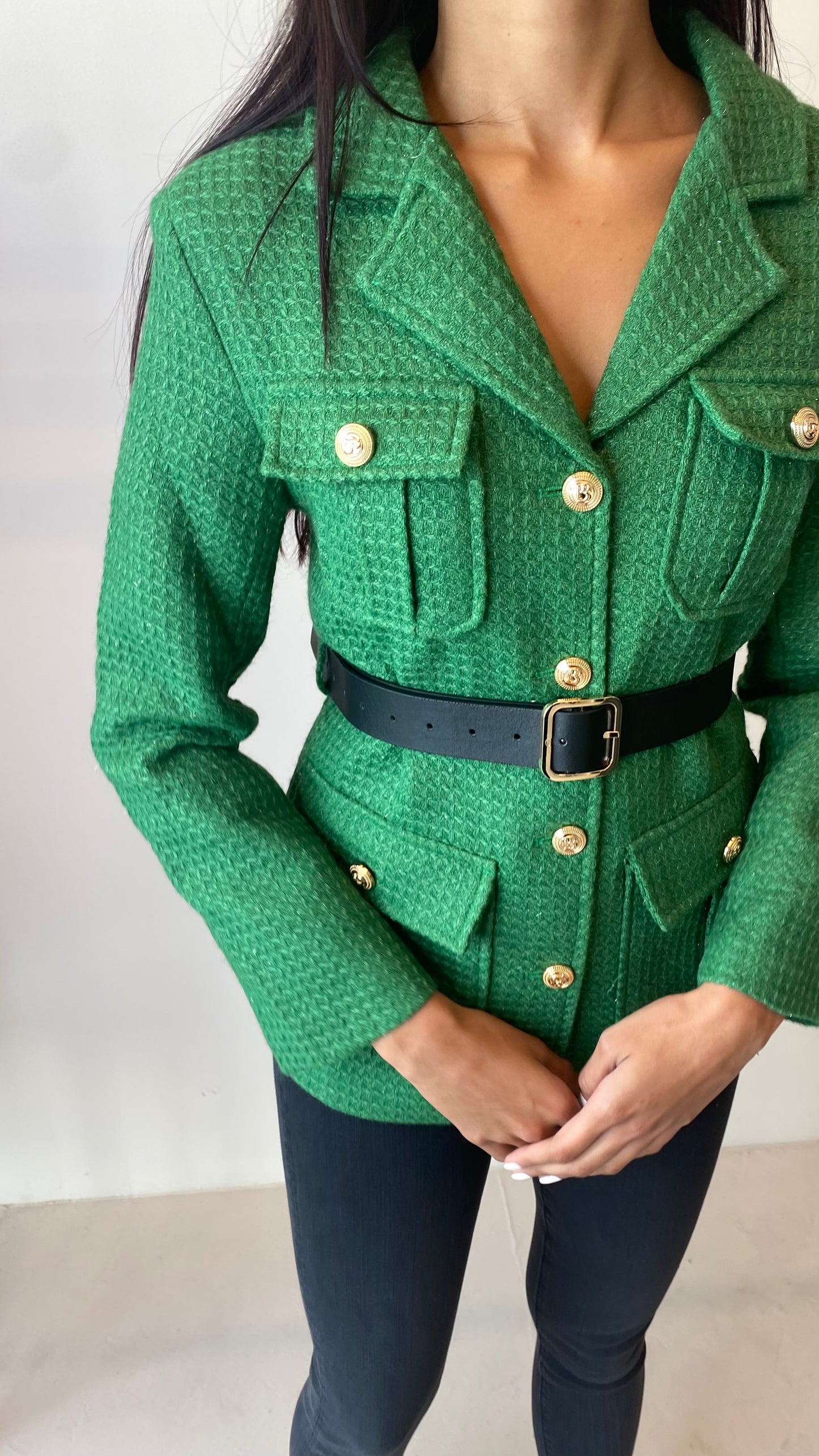 green-tweed-jacket-with-black-belt-shed