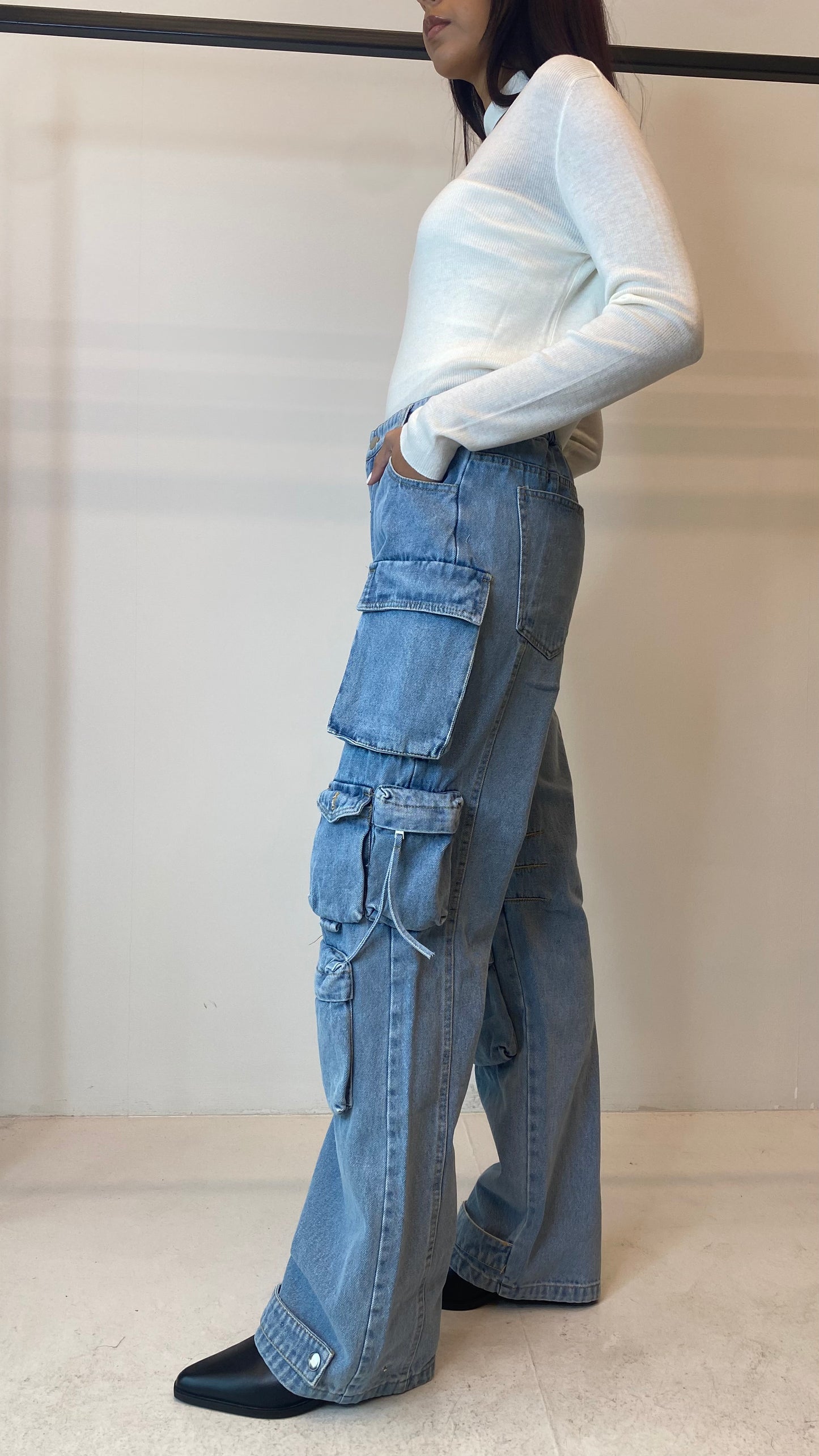 Denim Cargo Pants