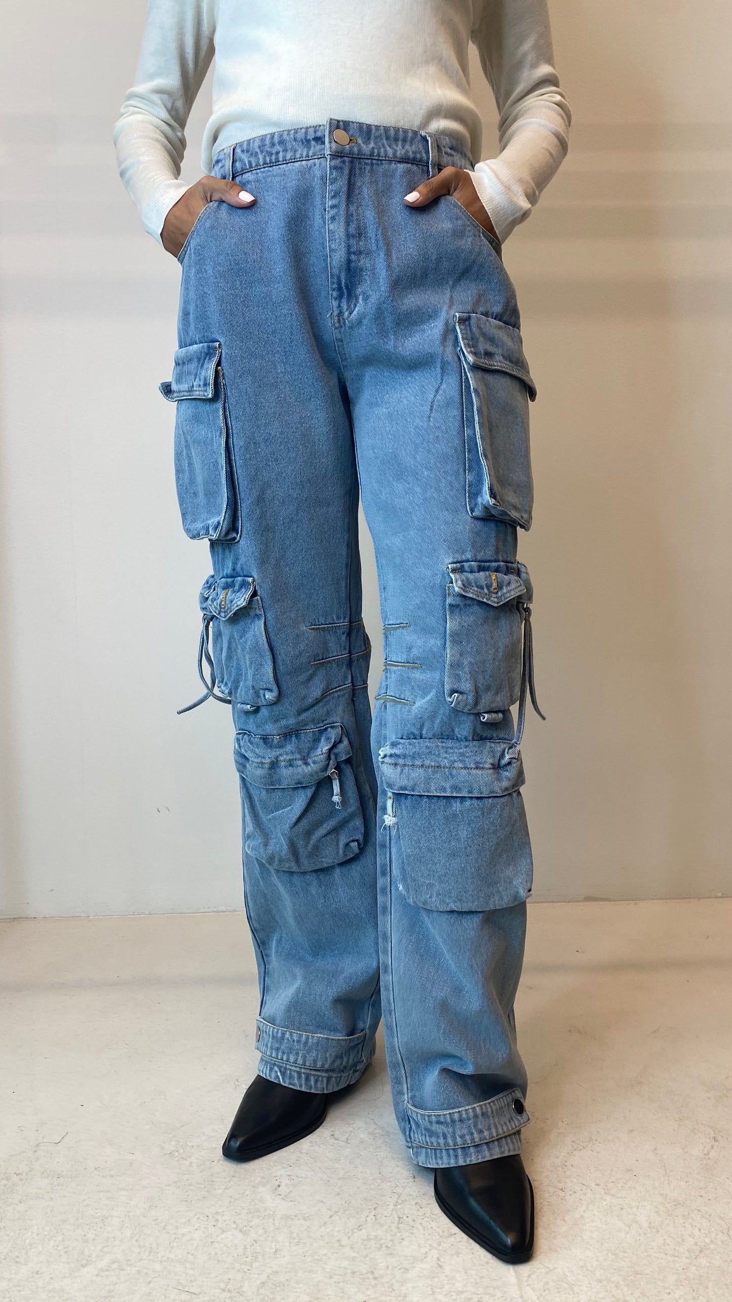 Denim Cargo Pants